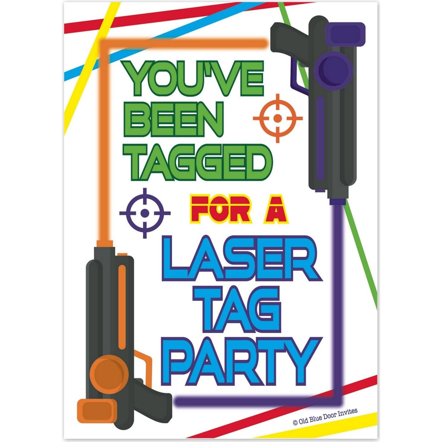 Invitaciones Fiesta Laser Tag Old Blue Door 20 Sobres