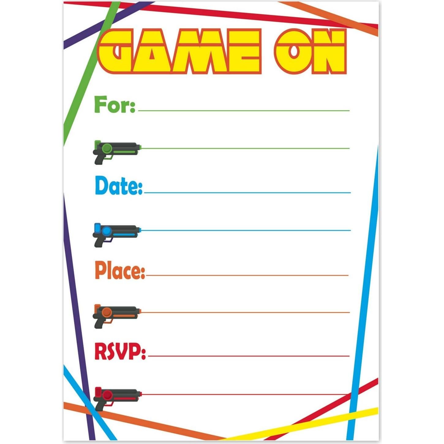 Invitaciones Fiesta Laser Tag Old Blue Door 20 Sobres