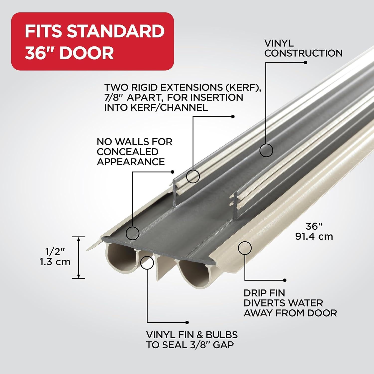 Sello Bajo Puerta Vinilo M-D 91,44 cm Beige Aislamiento