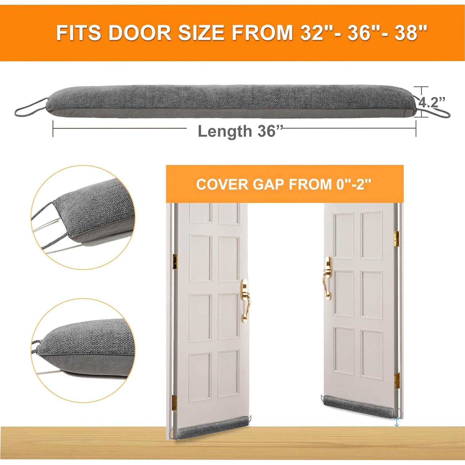 Tope de puerta Makryebi 91 cm gris, bloqueador de ruido y aire