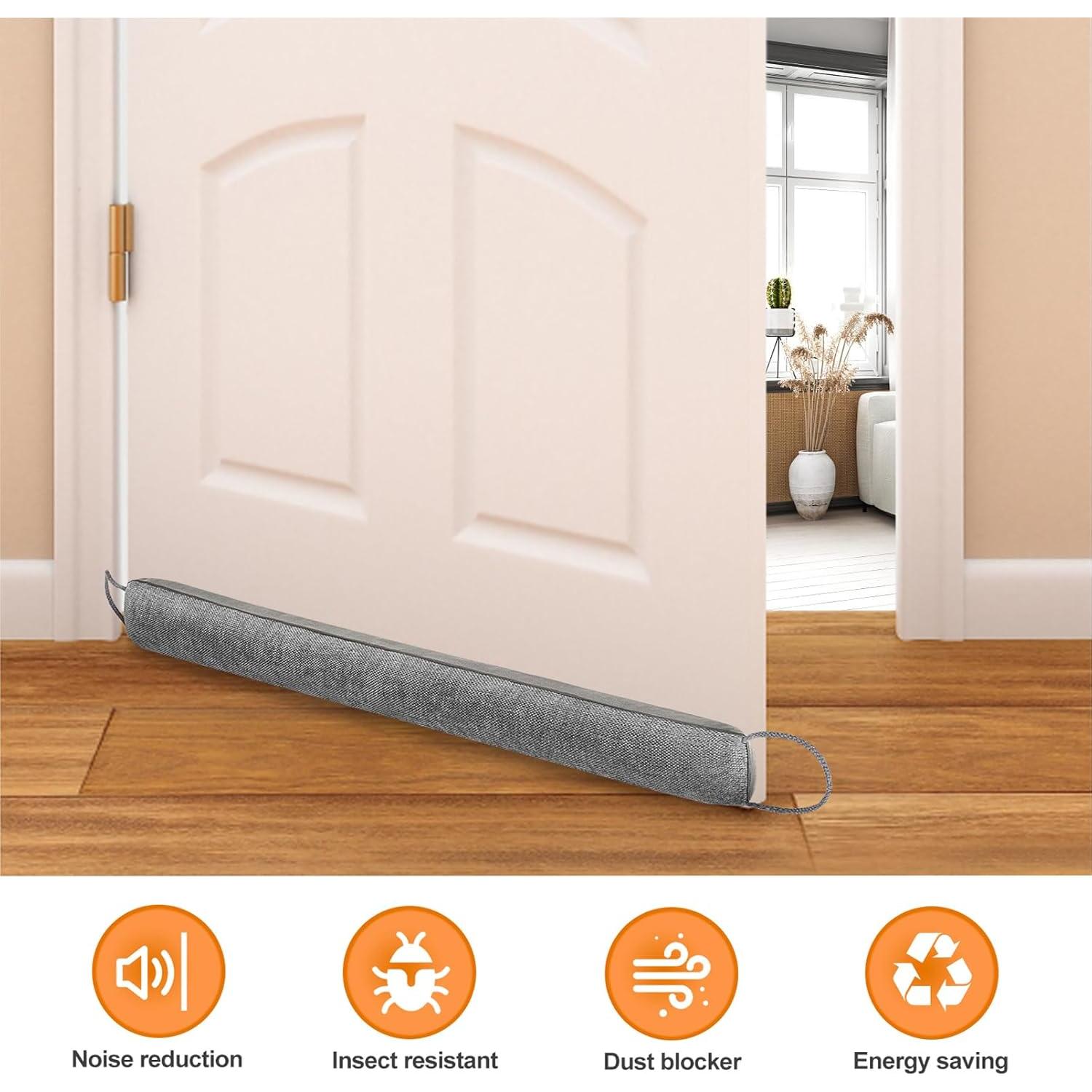 Tope de puerta Makryebi 91 cm gris, bloqueador de ruido y aire