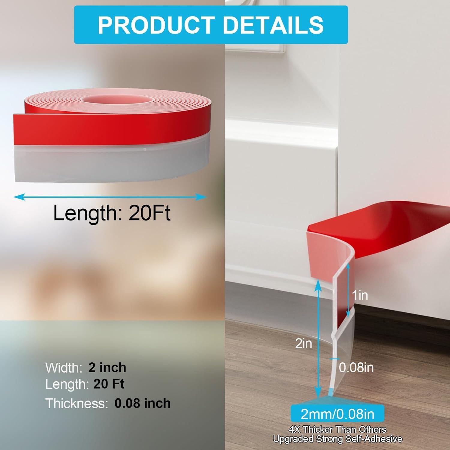 Burlete de Puerta Pluden 20 Pies x 5 cm Silicona Transparente