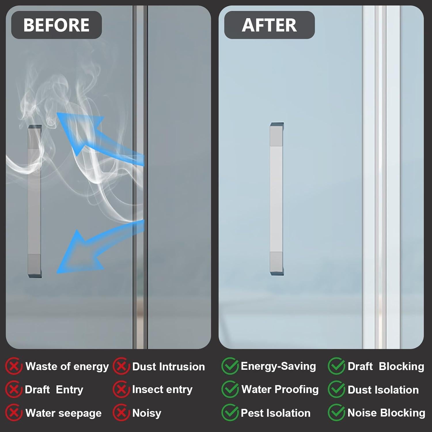 Tira de Sellado de Puerta Silicona Bruiefpap 3.48 cm x 6.10 m