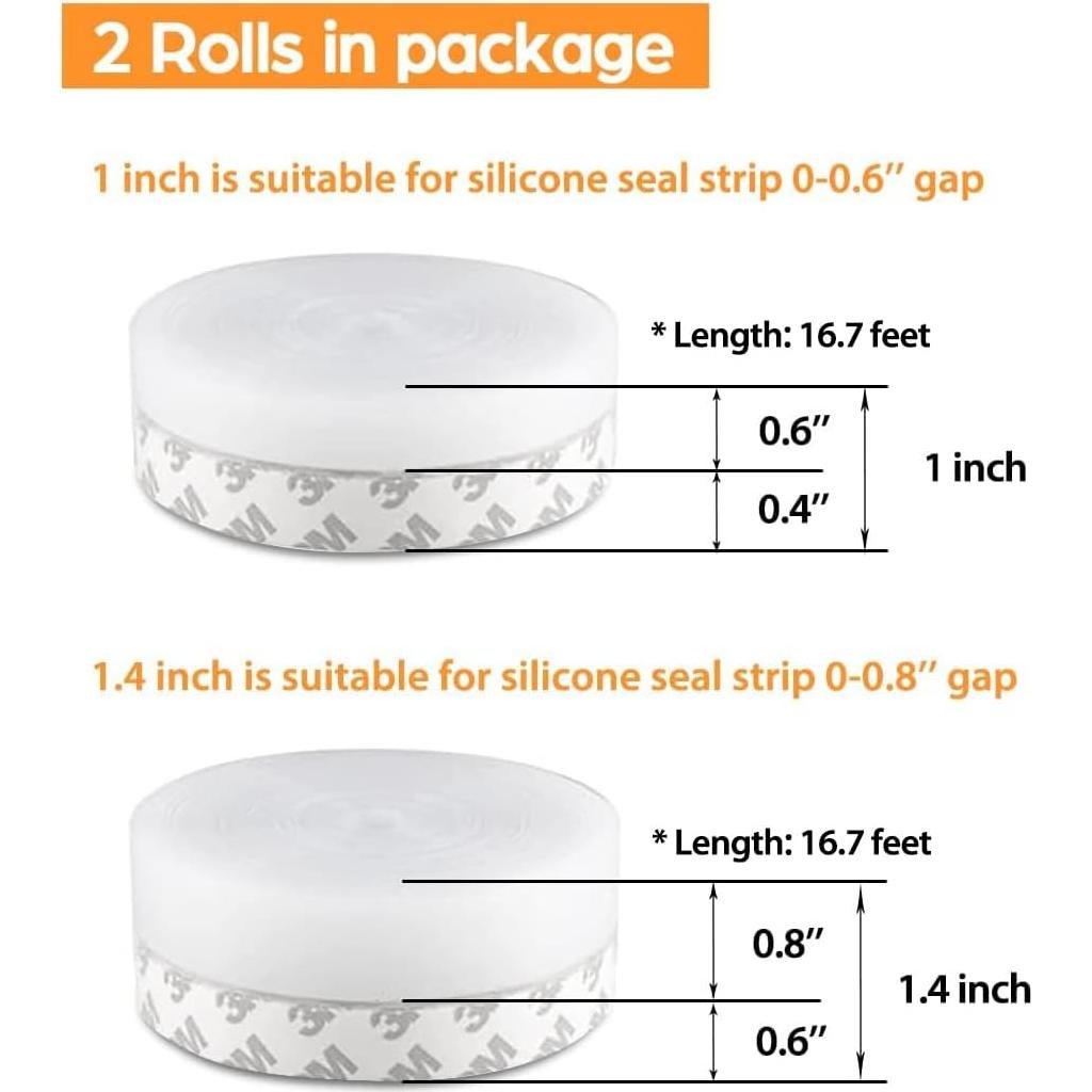 Sellador de Puerta Bruiefpap 33.5 pies Silicona Transparente