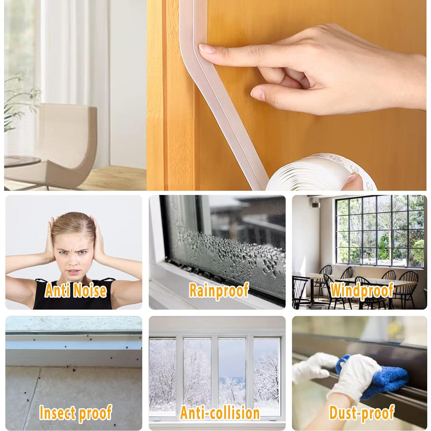 Sellador de Puerta Bruiefpap 33.5 pies Silicona Transparente