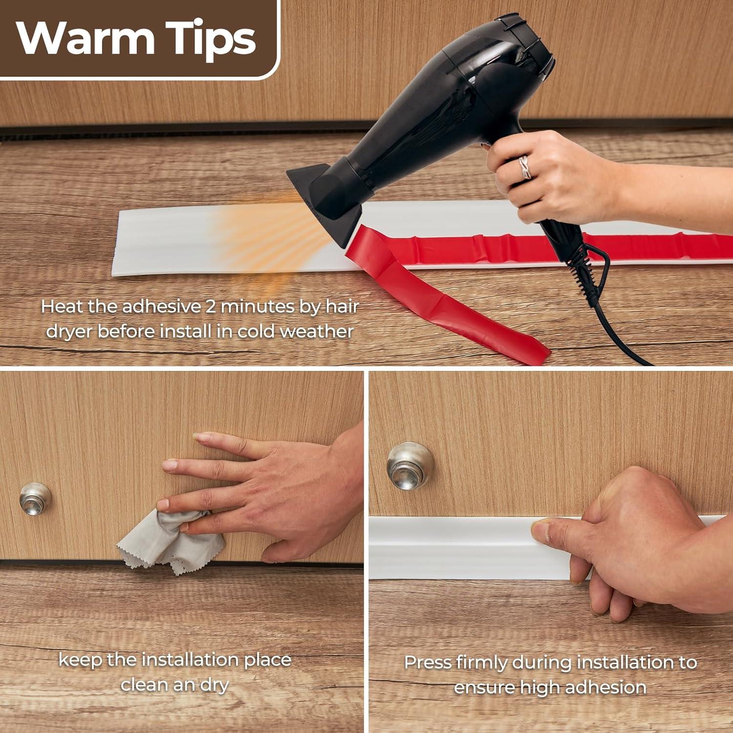 Sellador de Draft Ohuhu para Puertas 100 cm Blanco Silicona