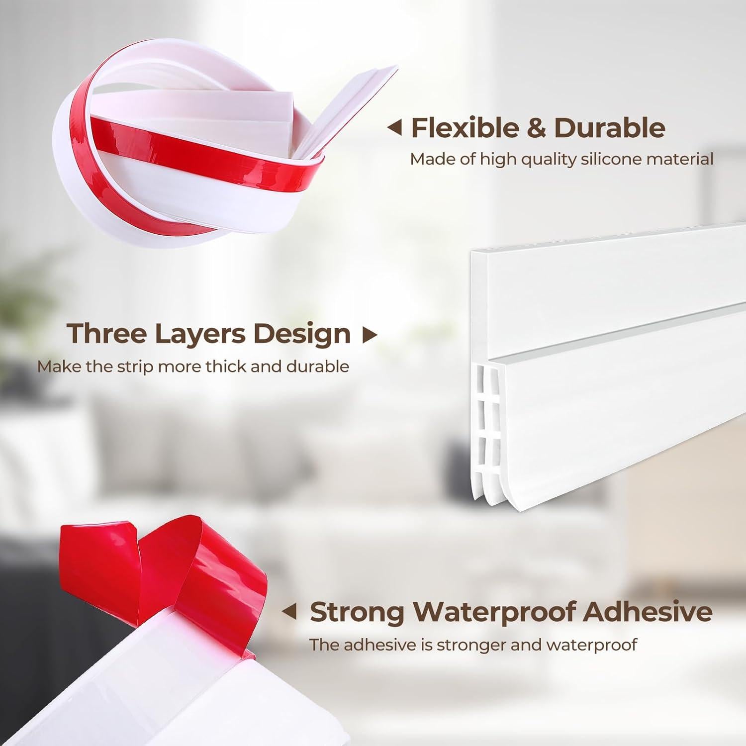 Sellador de Draft Ohuhu para Puertas 100 cm Blanco Silicona