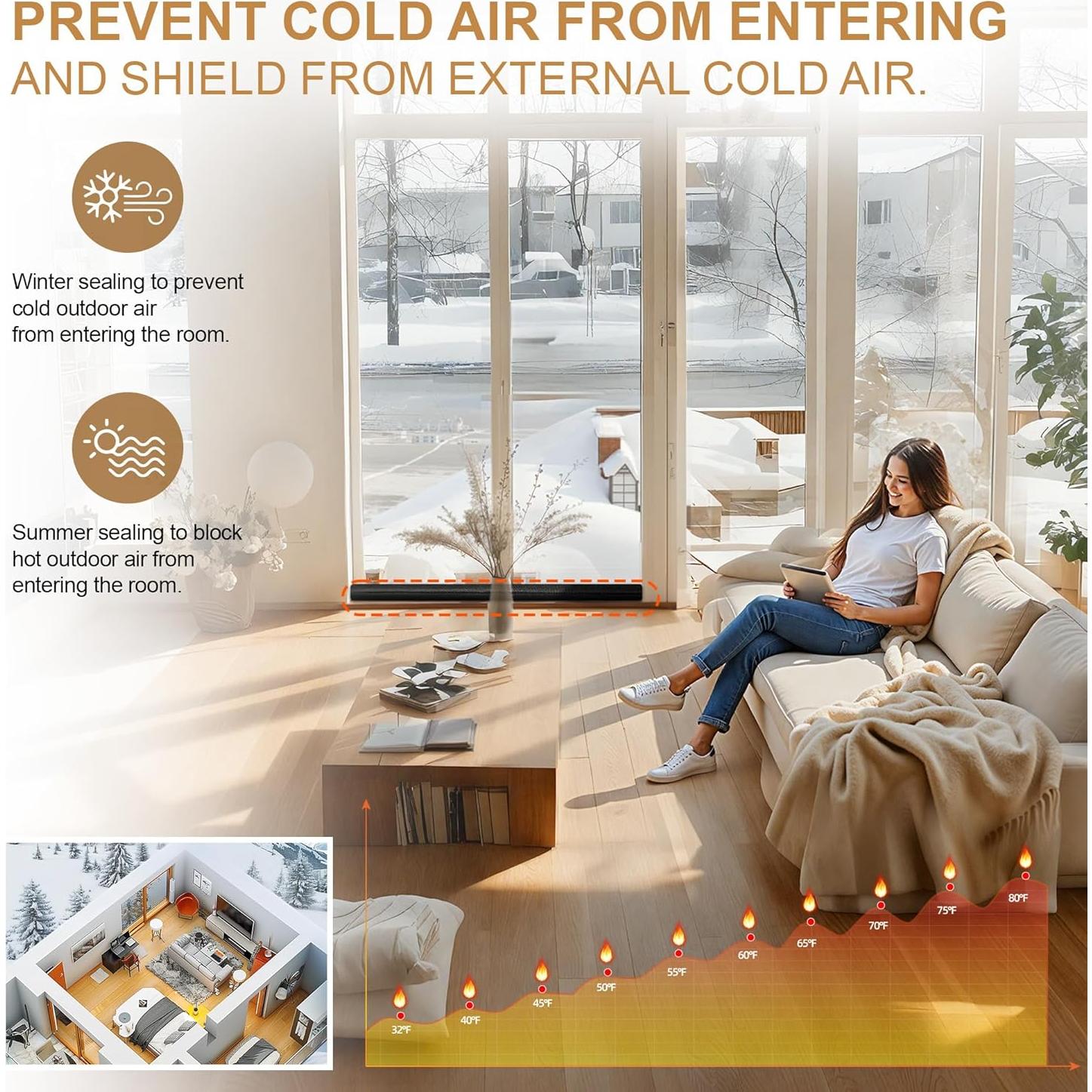 Tapón de Corrientes para Puerta 2 Pack Ajustable 76-91 cm