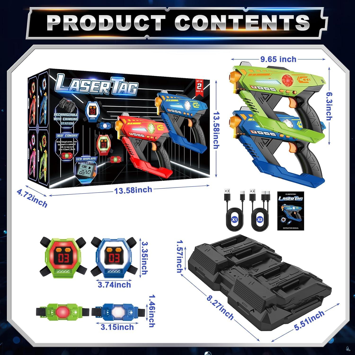 Set de 2 Pistolas Laser Tag CheerCrew Recargables 1,20 kg