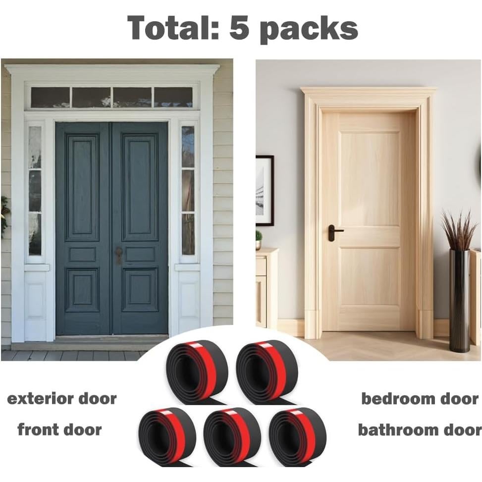 Burlete para puerta Timfcbs 5 paquetes 5,08 cm x 99,06 cm negro