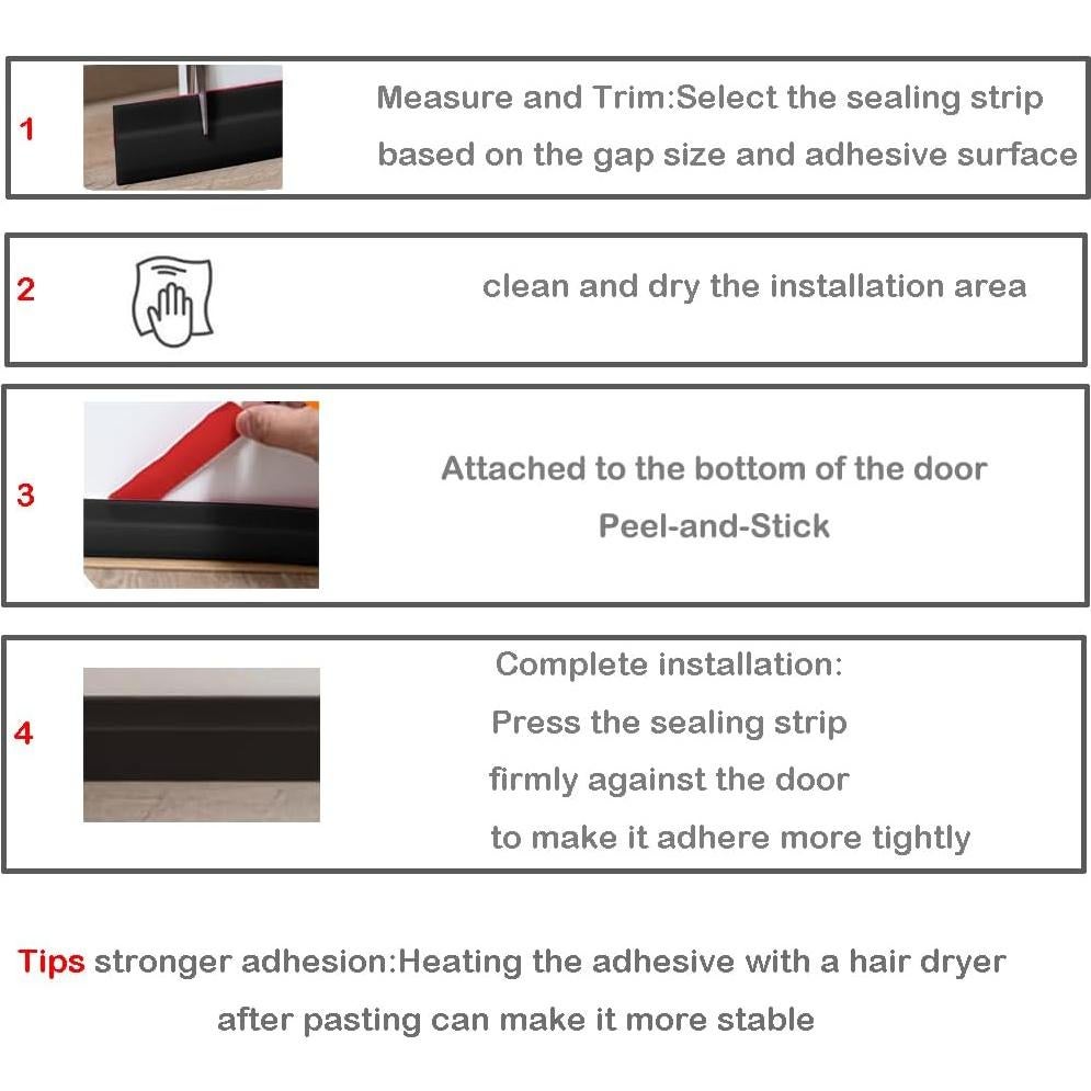 Burlete para puerta Timfcbs 5 paquetes 5,08 cm x 99,06 cm negro