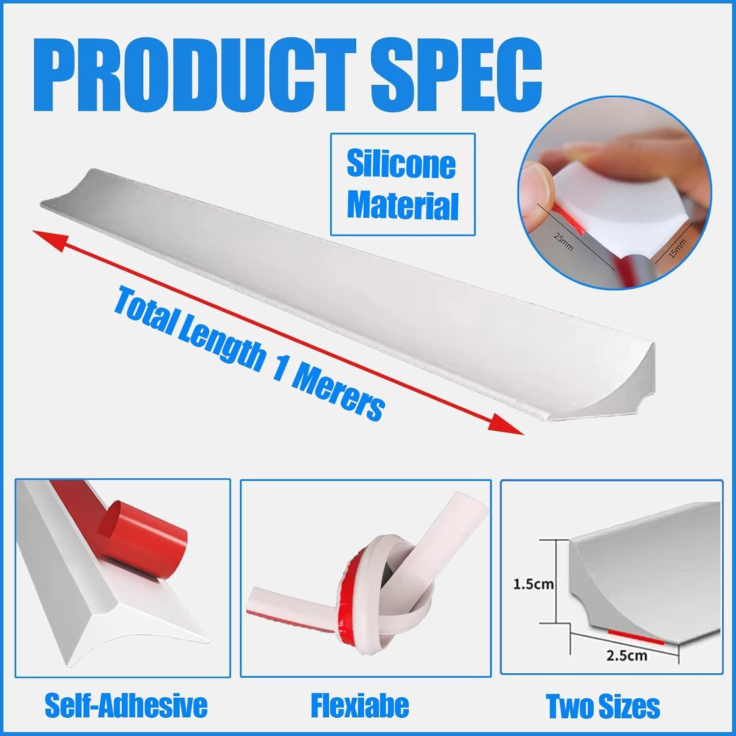 Barrera de Agua WOLAIYE 1m Silicona Impermeable Ducha