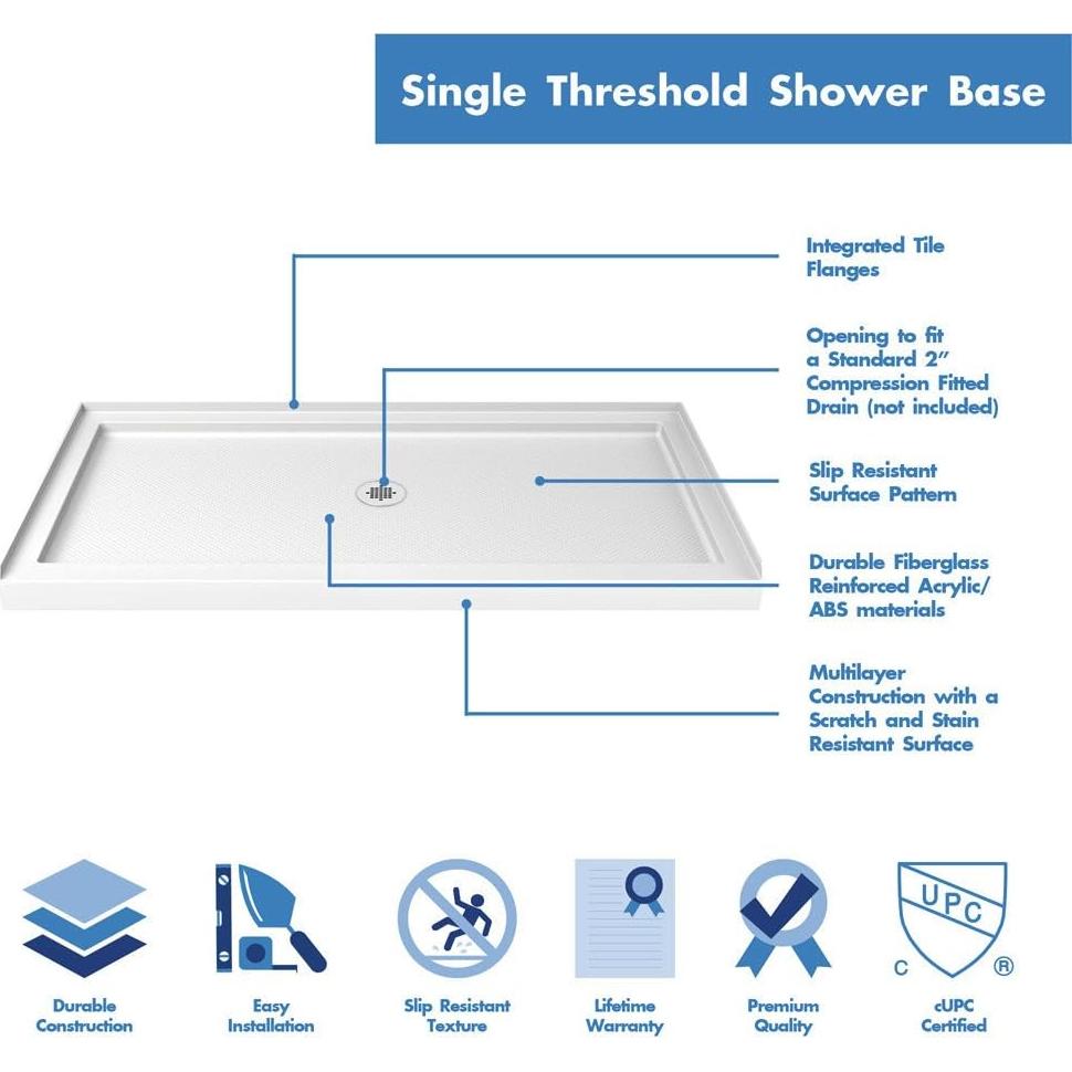 Base de Ducha DreamLine SlimLine 152x91 cm Blanco