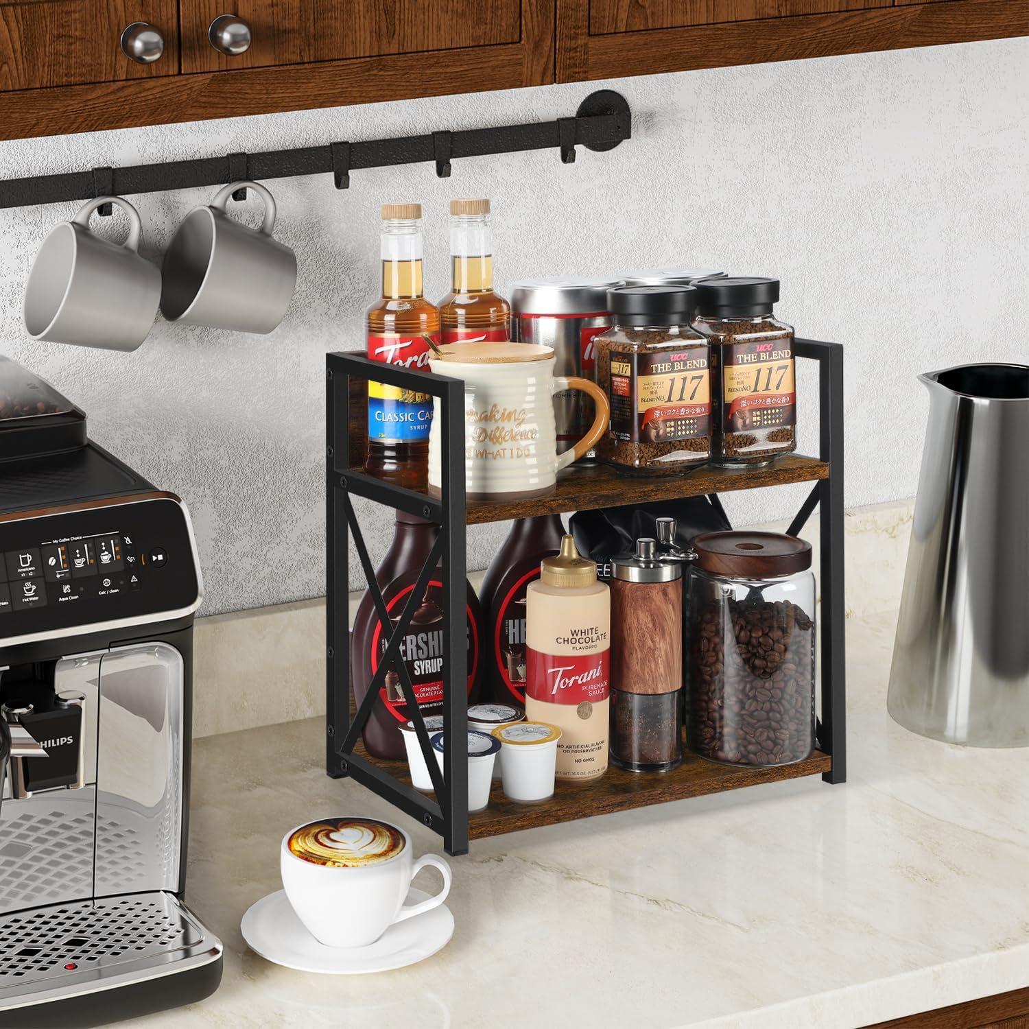 Organizador de Estante YINMIT 2 Niveles Madera Rústica