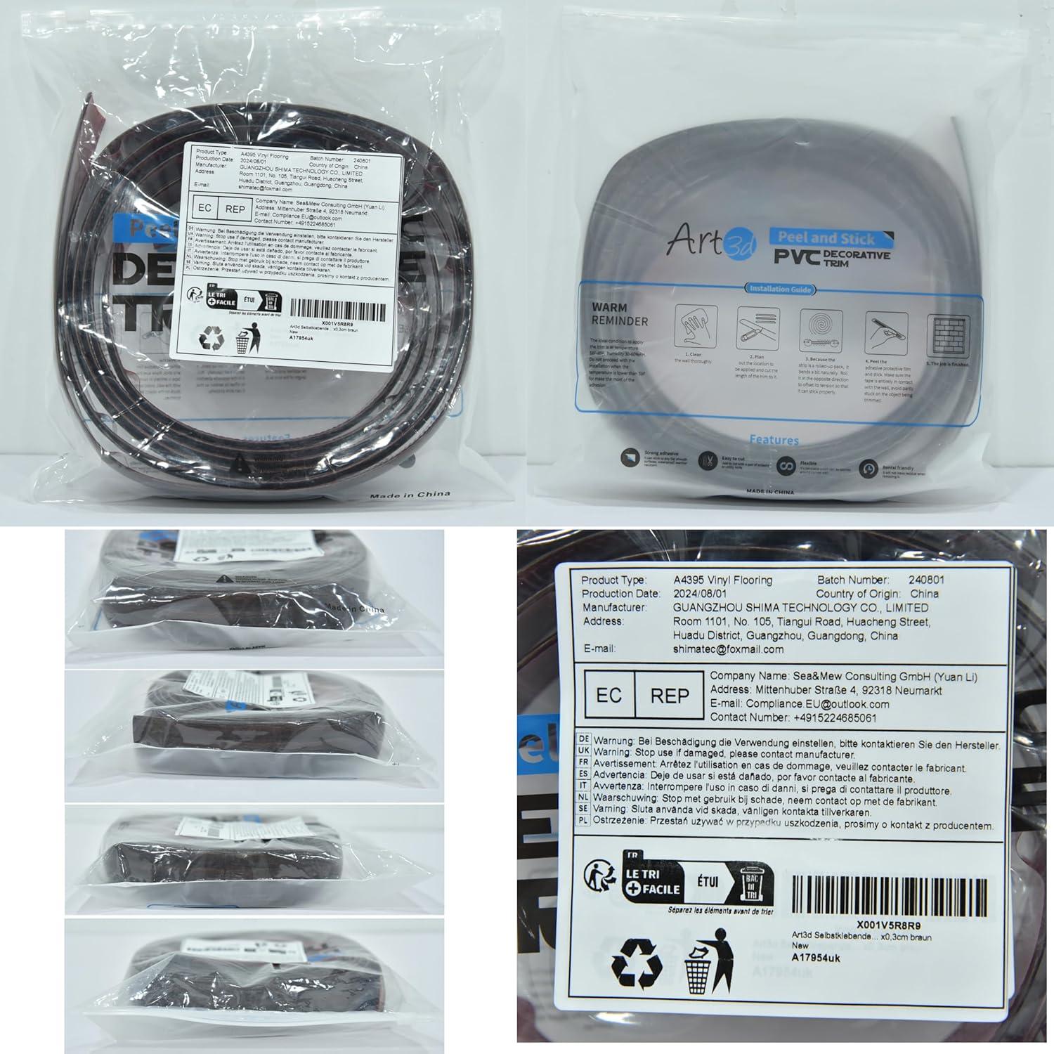 Tira de Transición de Piso Vinilo Art3d 1.57cm x 1.2m Marrón