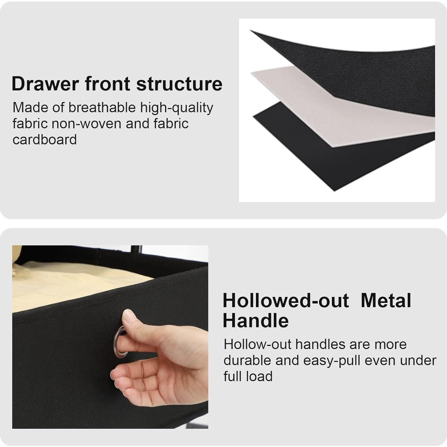 Cofre de Almacenamiento HAITRAL 4 Cajones Tela Negro