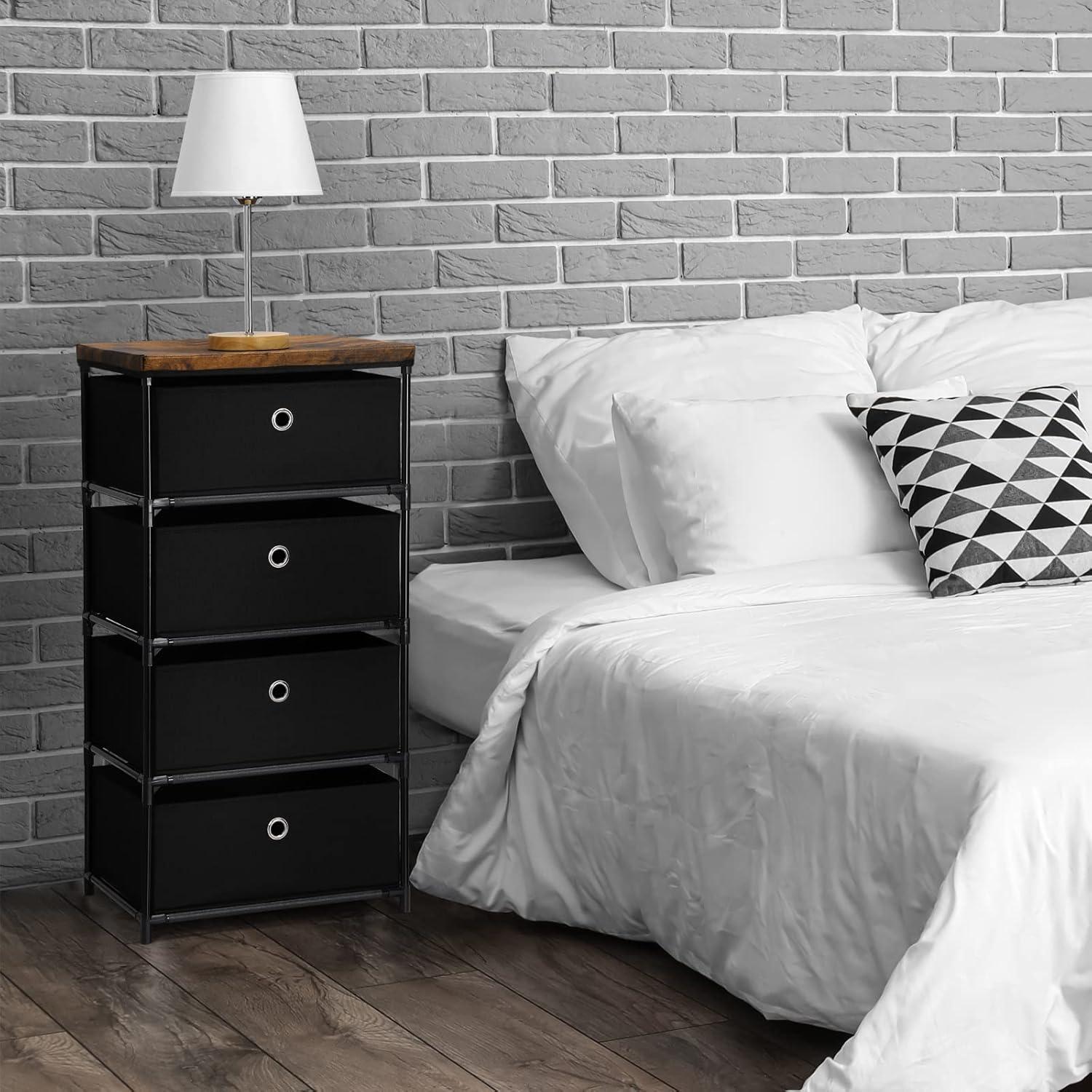 Cofre de Almacenamiento HAITRAL 4 Cajones Tela Negro