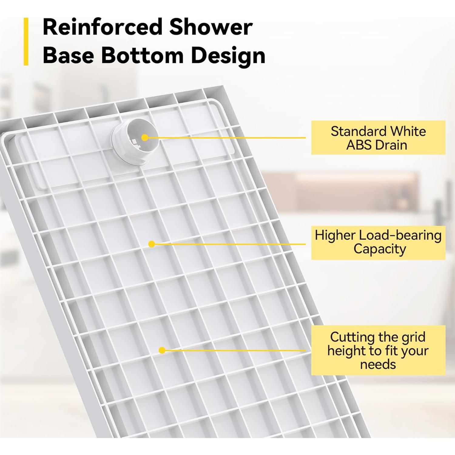 Base de Ducha Sunrosa 121,9x81,3 cm Drenaje Derecho Antideslizante