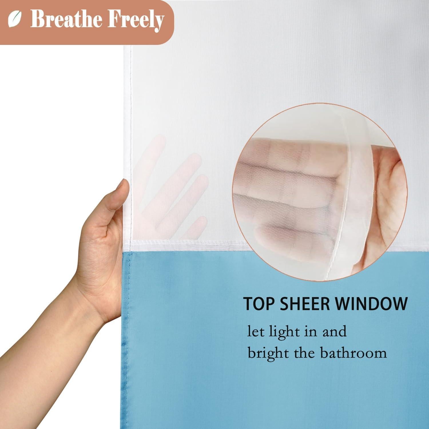 Cortina de Ducha UFRIDAY 182x213 cm con Ventana Transparente