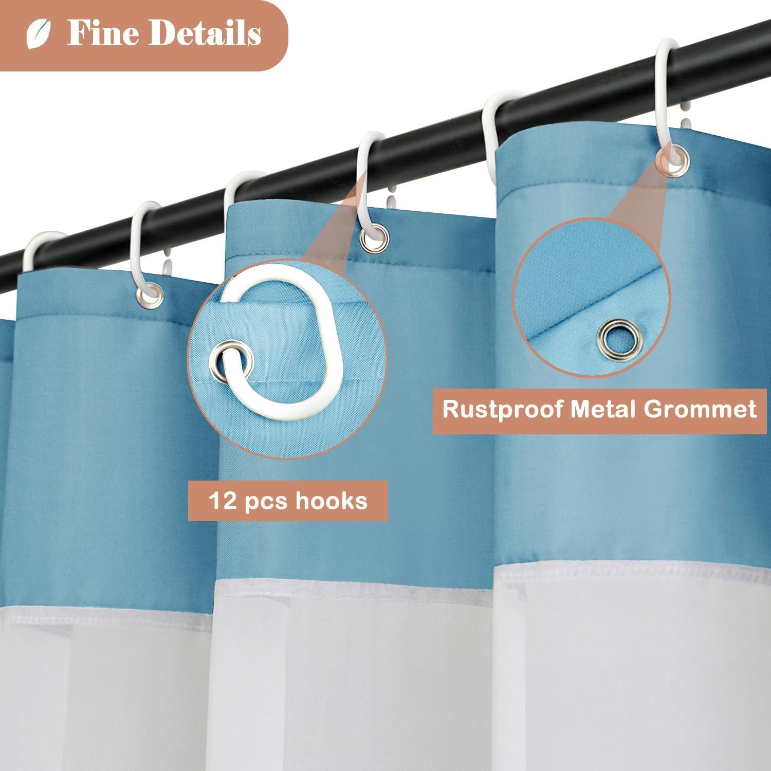 Cortina de Ducha UFRIDAY 182x213 cm con Ventana Transparente