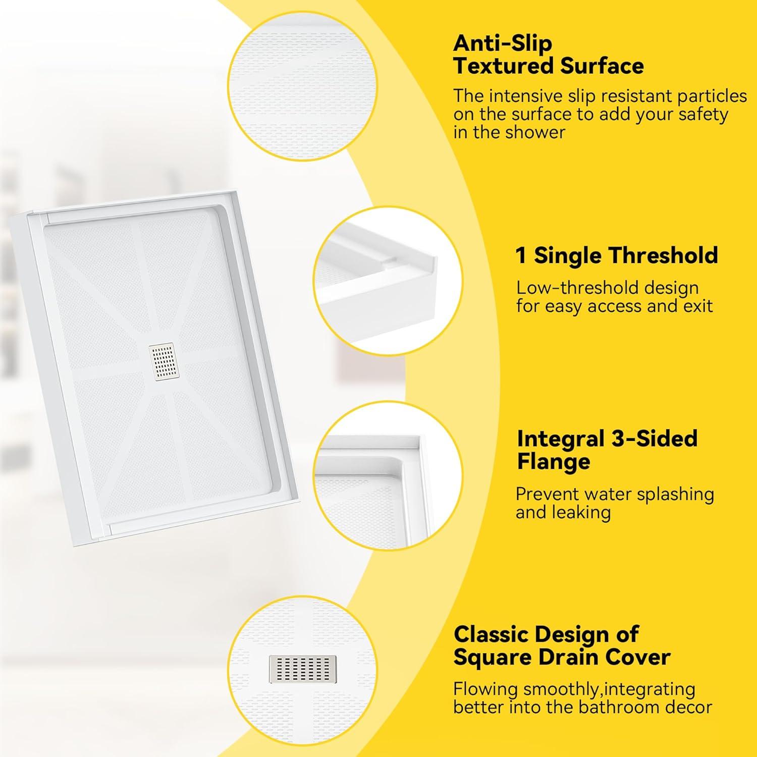 Base de Ducha Sunrosa 91,4x91,4x10,2 cm Antideslizante