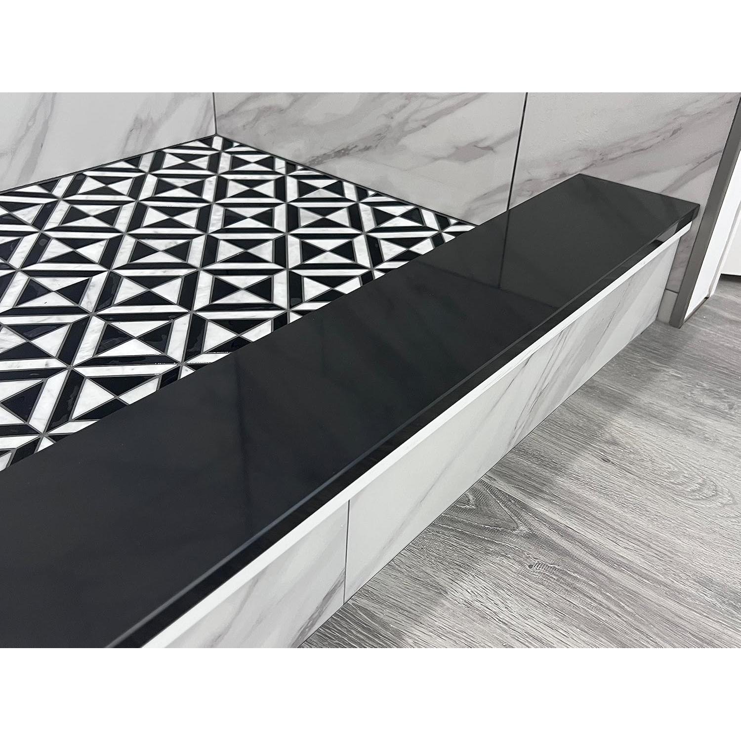 Umbral de Ducha Mármol Ingenierizado Negro 121,92 cm