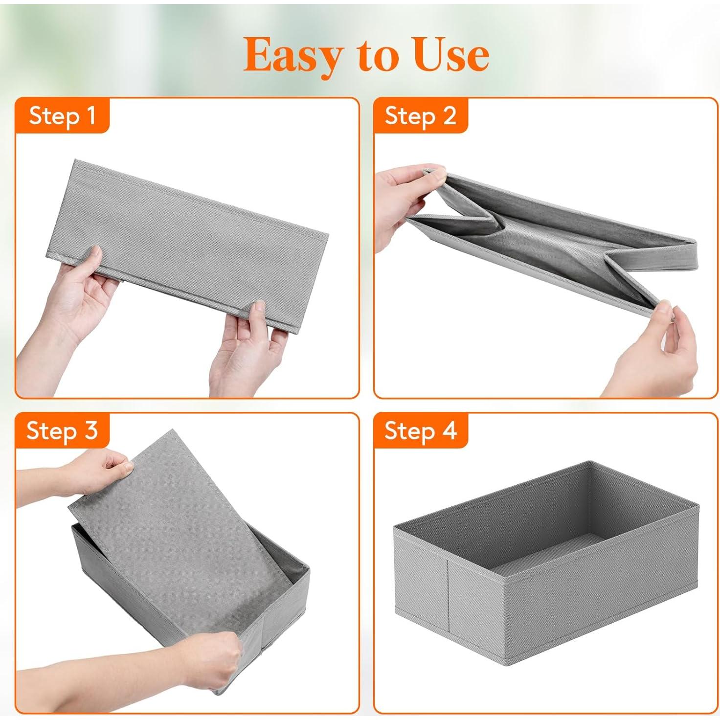 Organizador de Cajones Lifewit 16 Piezas Tela Gris 3 Tamaños