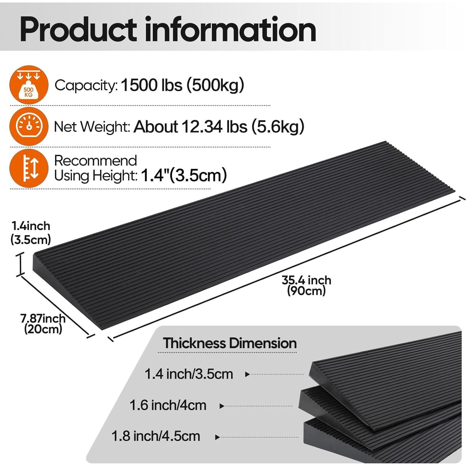 Rampa de Umbral CtopoGo 1.4 cm Altura 90 cm Ancho Antideslizante