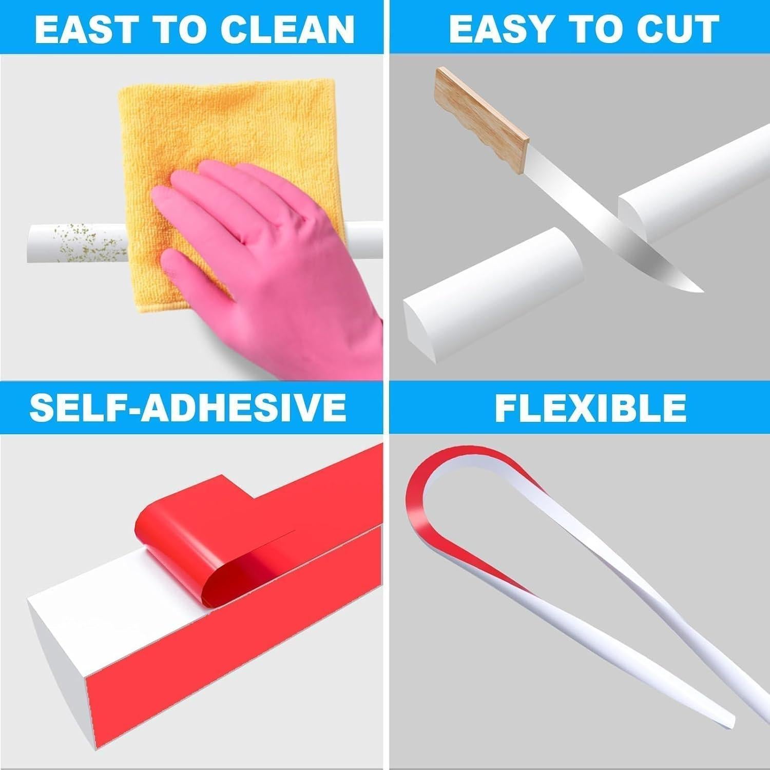 Moldura Flexible Duzzy 299,72 cm Autoadhesiva para Baño