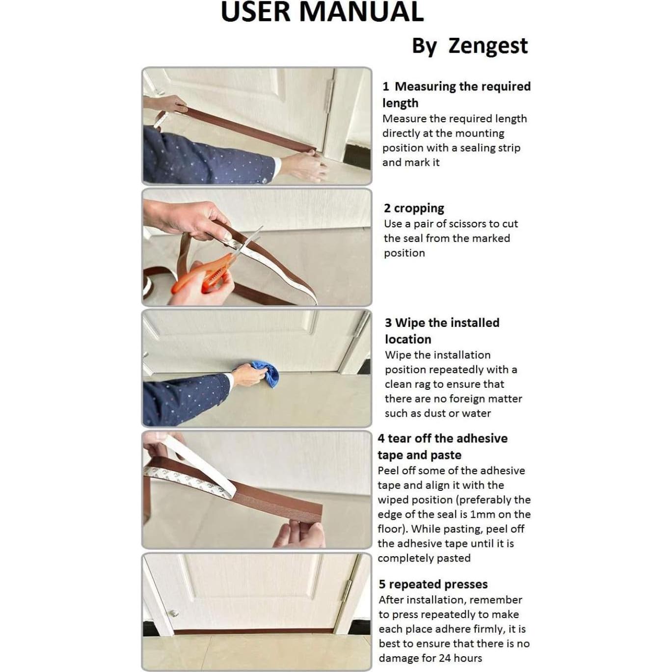 Tira de Sello de Puerta Zengest 2,54 cm x 5,03 m Transparente