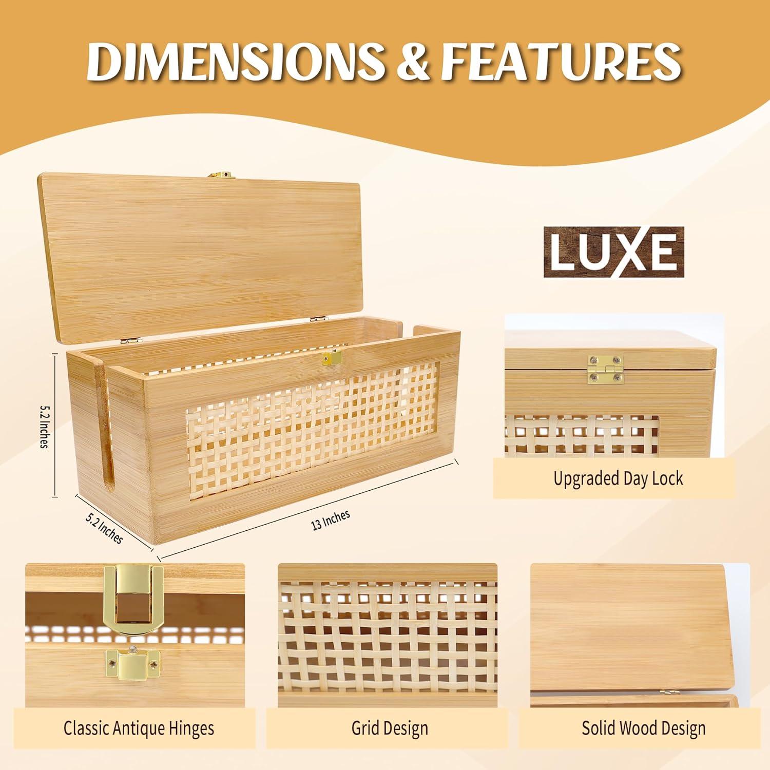 Caja organizadora de cables de madera Txcucc 33x13 cm