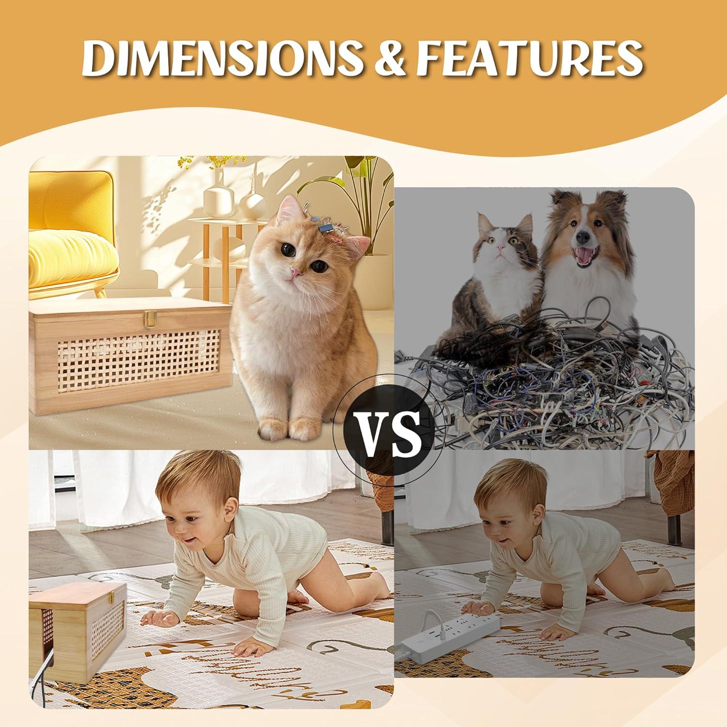 Caja organizadora de cables de madera Txcucc 33x13 cm