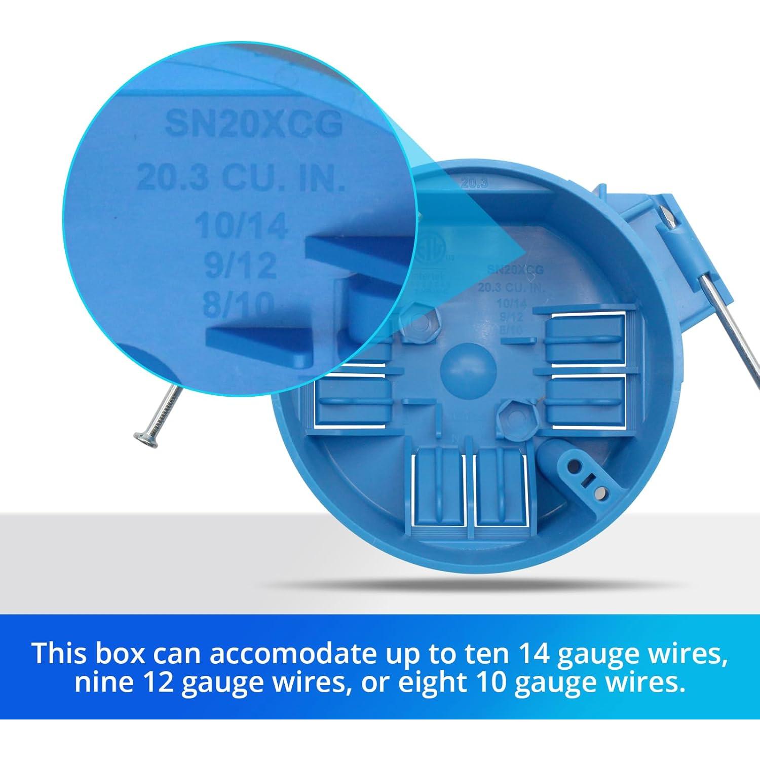 Caja Eléctrica Redonda YQXIUTE 1 Gang 20 Pulgadas Cúbicas
