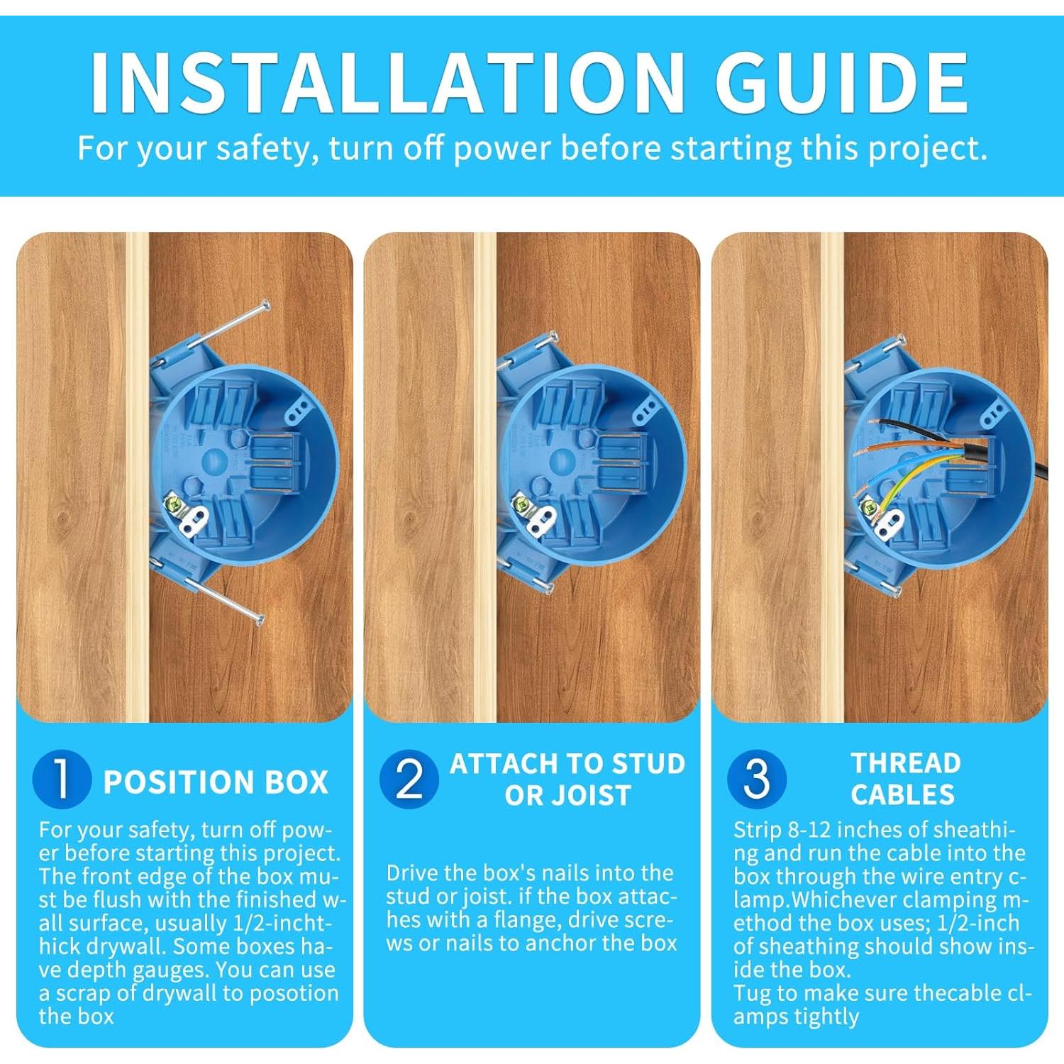 Caja Eléctrica Redonda YQXIUTE 1 Gang 20 Pulgadas Cúbicas
