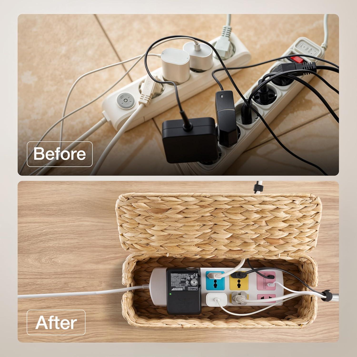 Caja Organizadora de Cables Bluezon 38x15 cm Color Natural