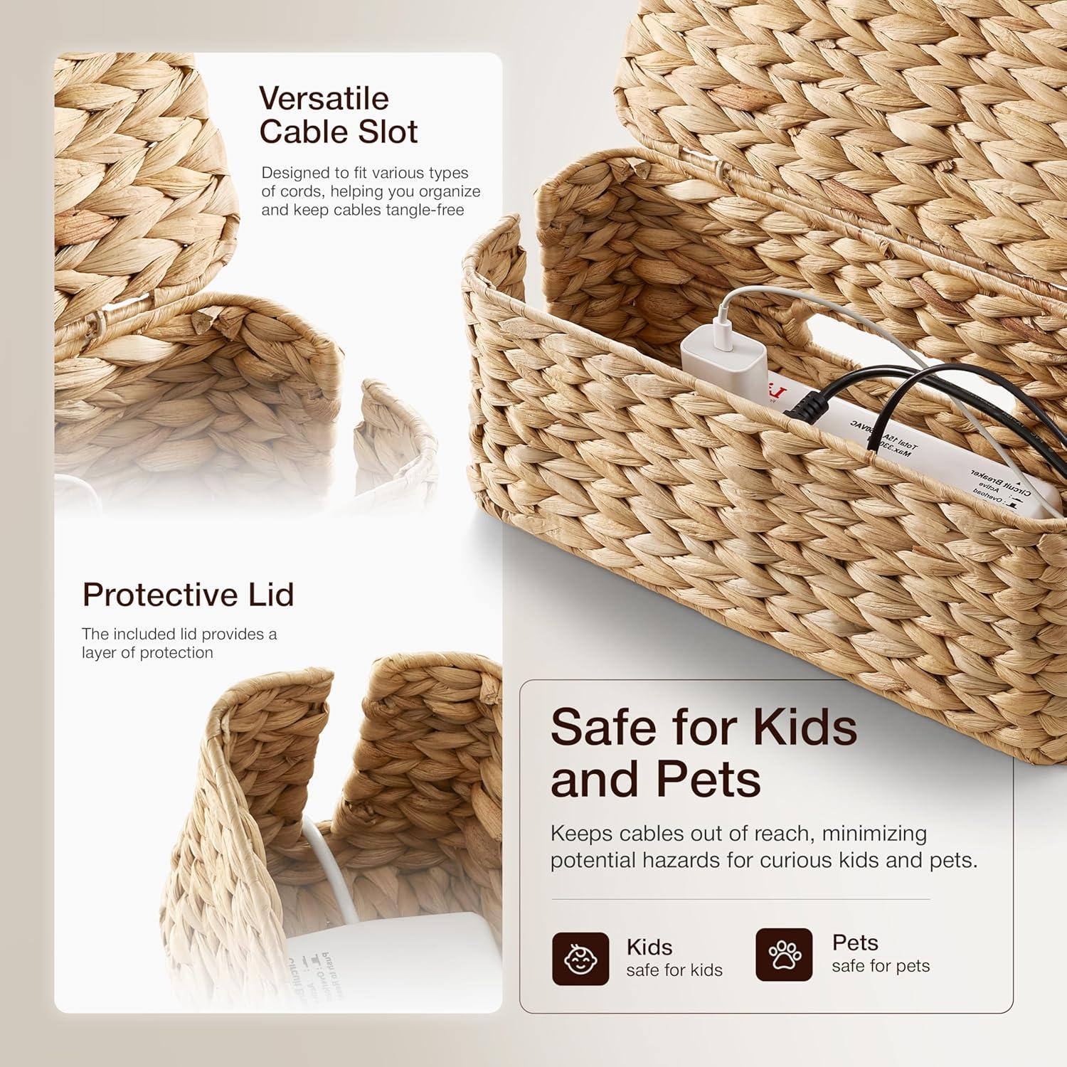 Caja Organizadora de Cables Bluezon 38x15 cm Color Natural