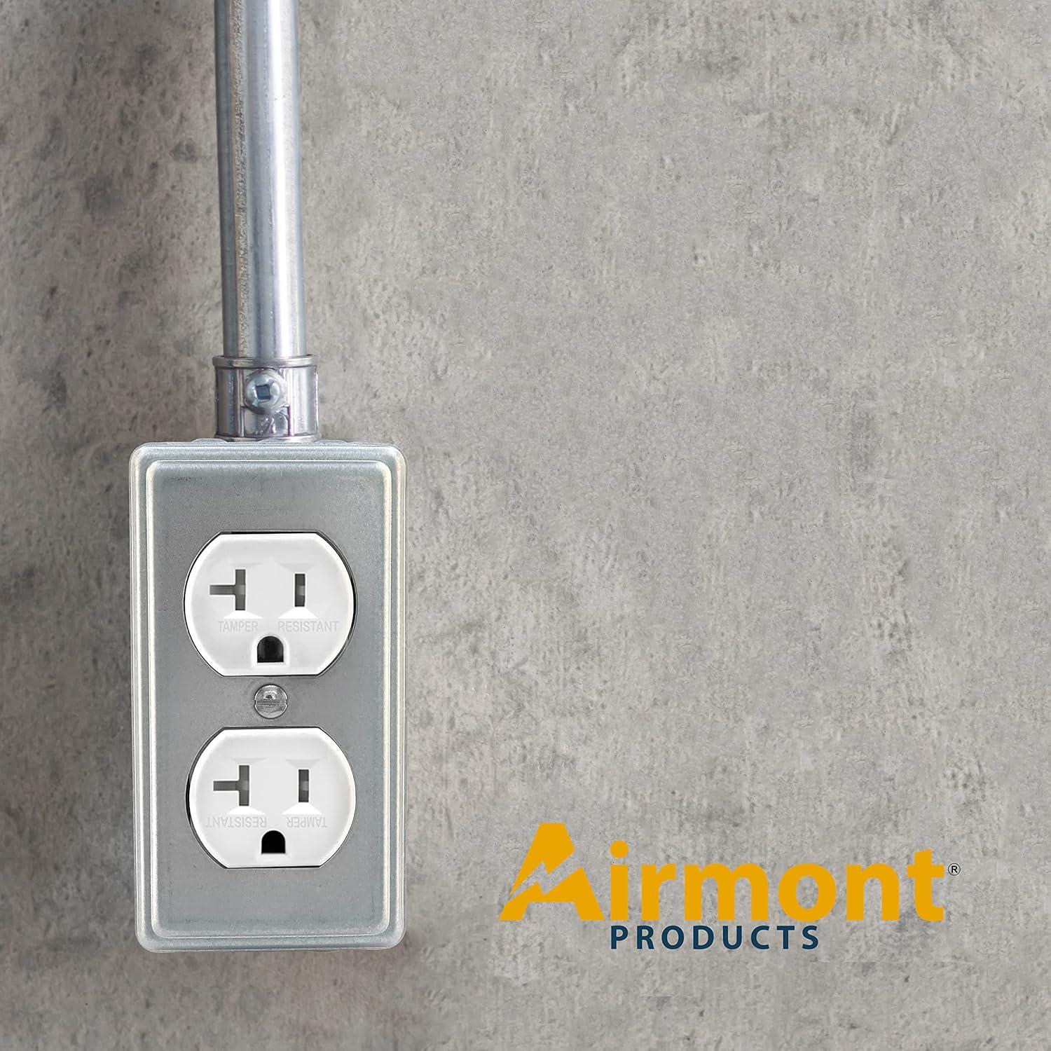 Outlet Box Kit, 2x4'' Utility Electrical Box, Duplex Receptacle 2x4'' Cover, Tamper Resistant 20 Amp Duplex Receptacle Outlet, Green Pigtail Grounding Wire and Screw, Ten 1/2'' Knockouts