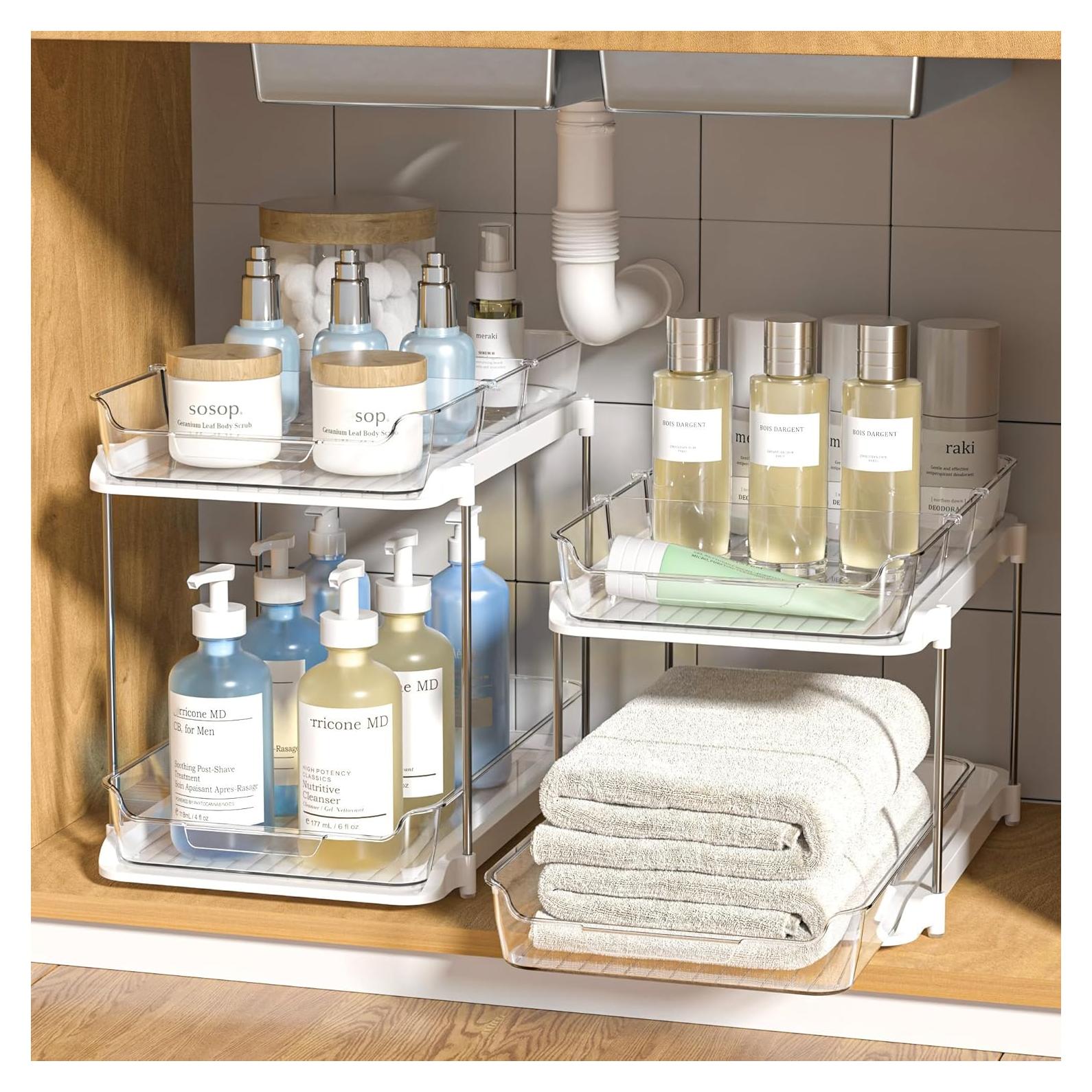 Organizador de Baño Delamu 2 Niveles Acrílico Blanco