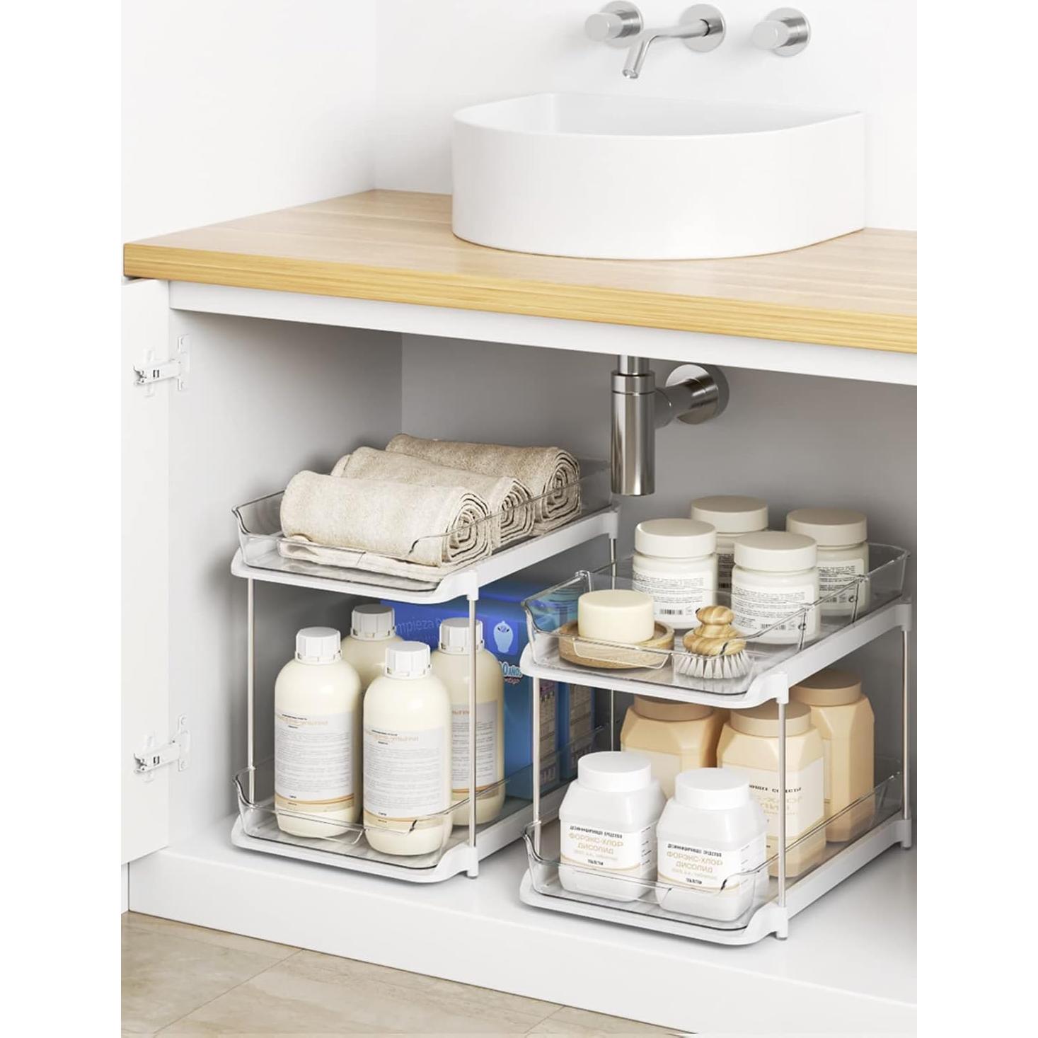 Organizador de Baño Delamu 2 Niveles Acrílico Blanco