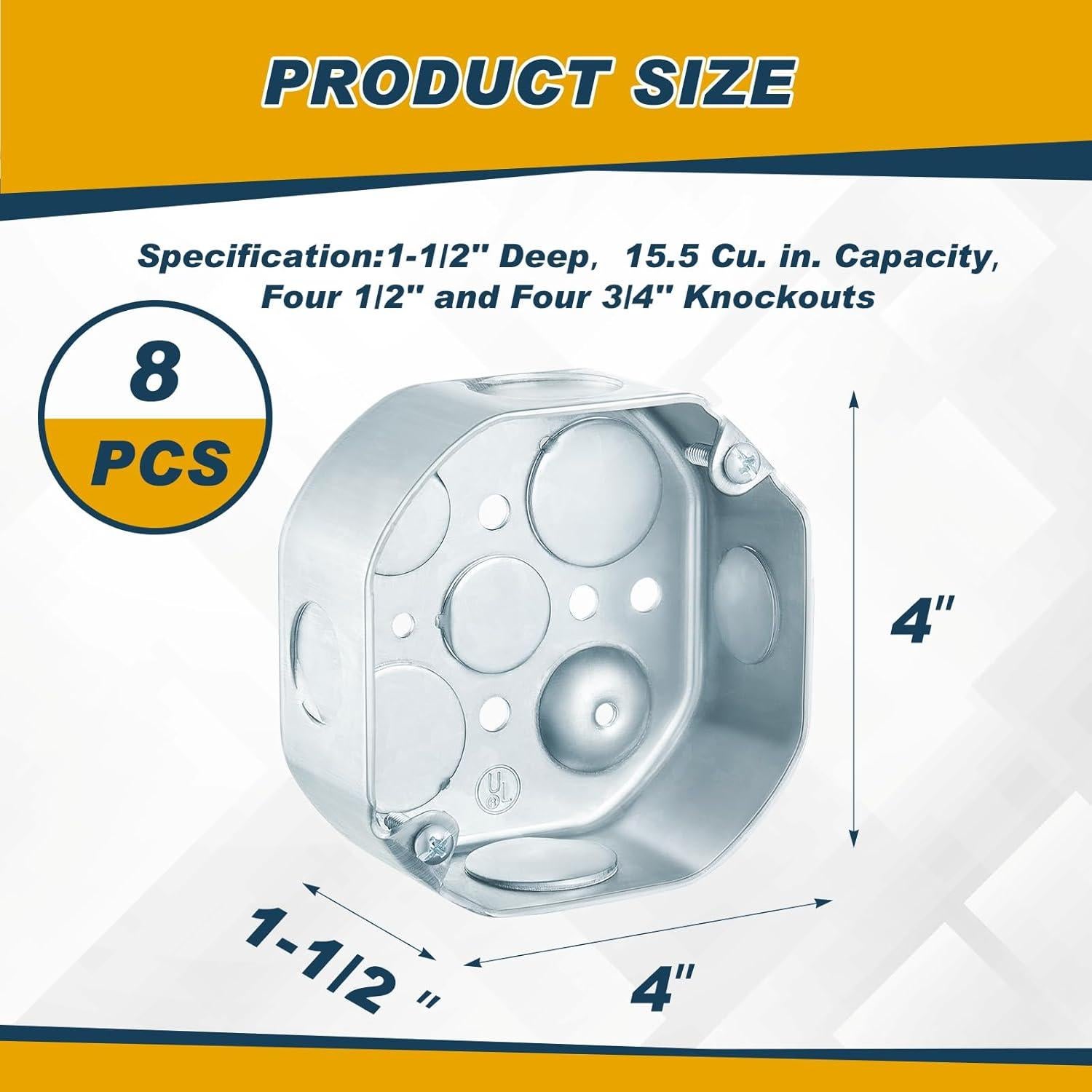 8 Cajas de Conexiones Eléctricas Metálicas Copkim 10,16x3,81cm