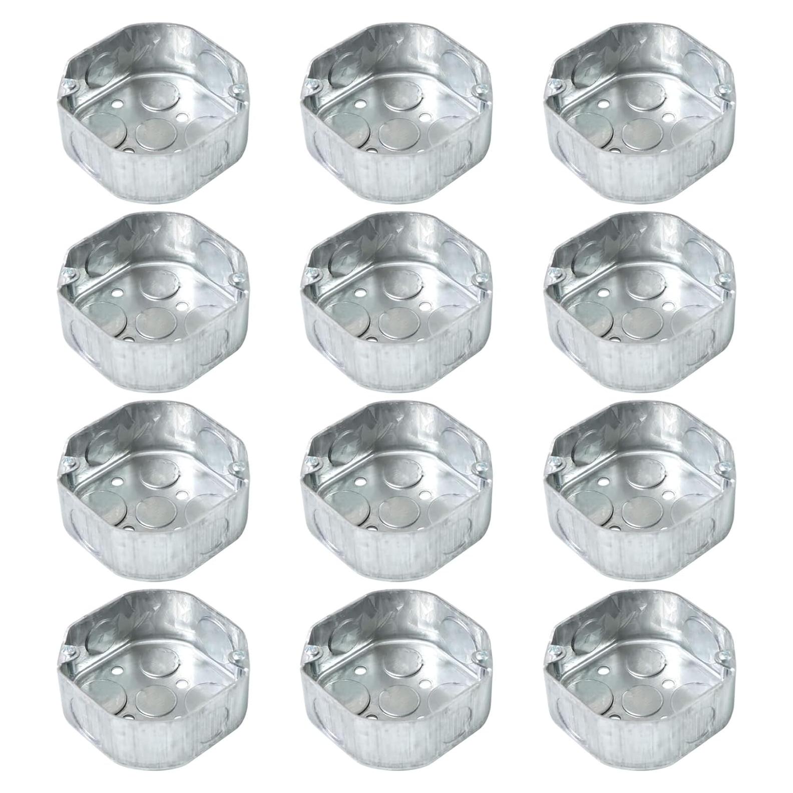 12 Cajas Eléctricas Octagonales Qlvily Galvanizadas 3.81 cm