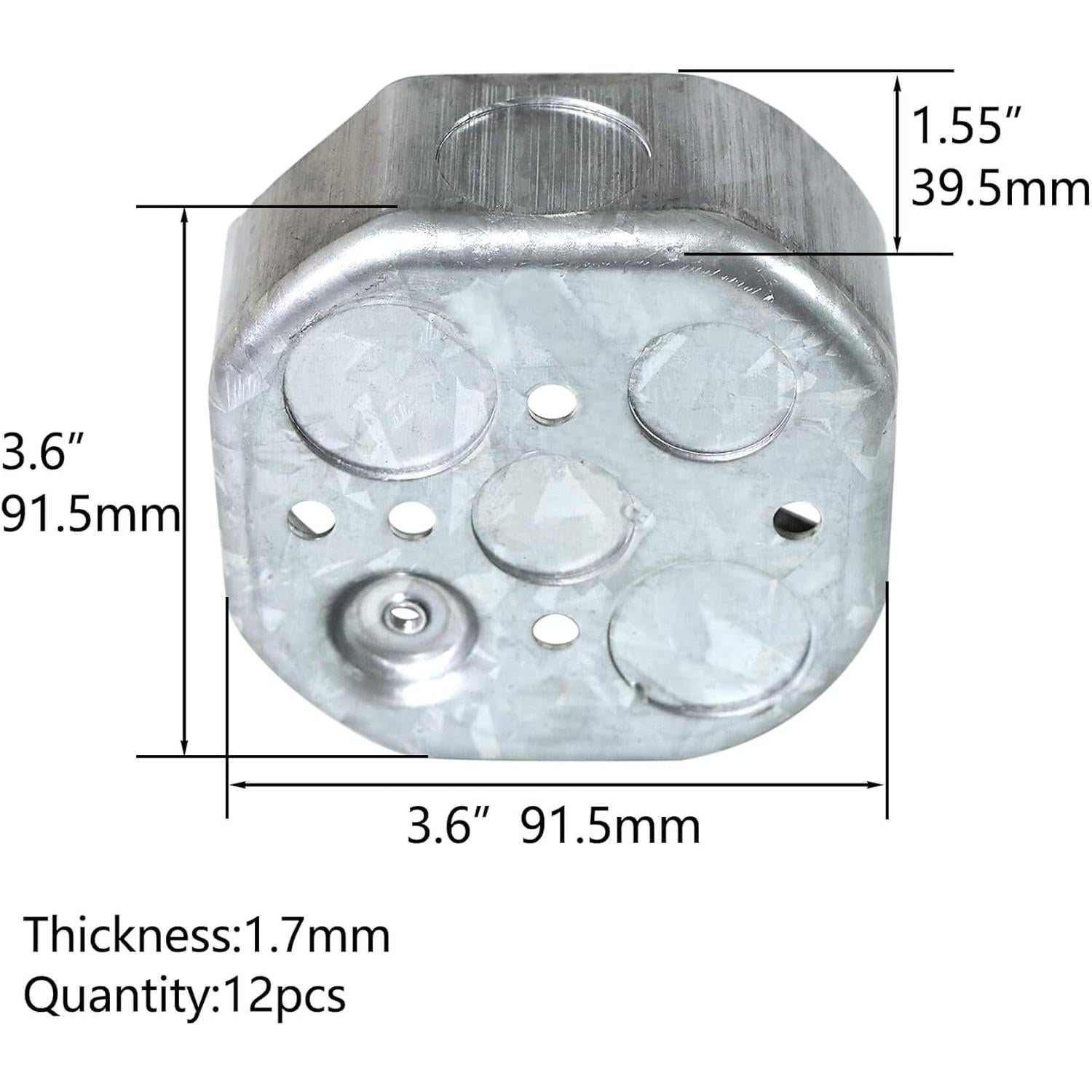 12 Cajas Eléctricas Octagonales Qlvily Galvanizadas 3.81 cm