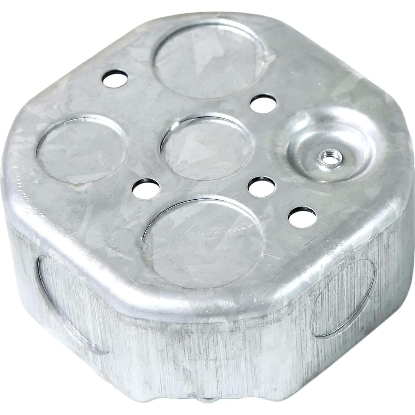 12 Cajas Eléctricas Octagonales Qlvily Galvanizadas 3.81 cm