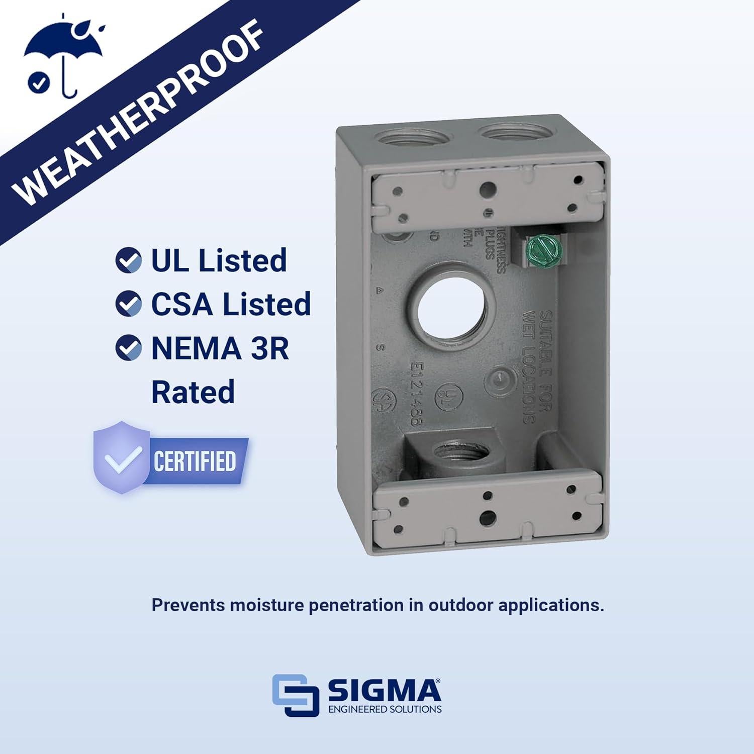 Caja Metálica 1 Gang Sigma Electric 4 Agujeros Gris