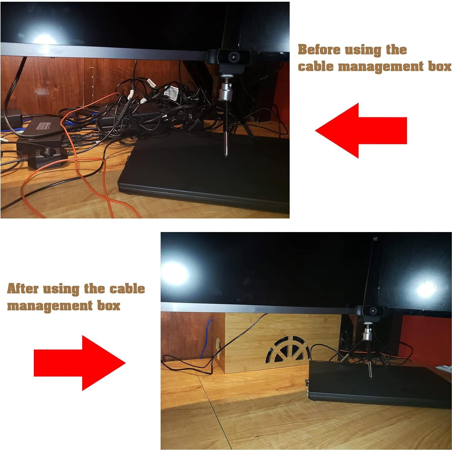 Caja Organizadora de Cables de Bambú OEN 39.88x15.88cm