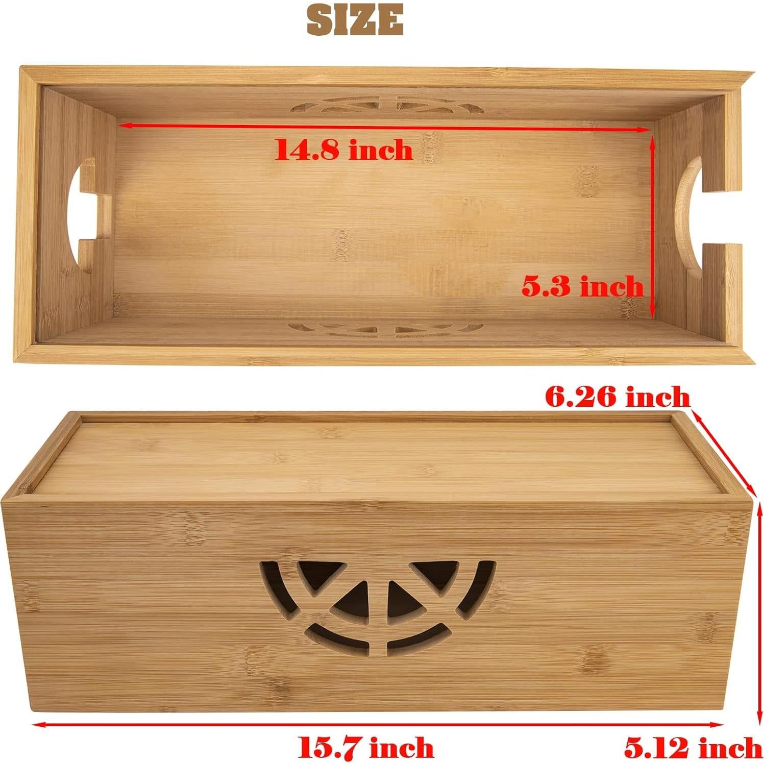 Caja Organizadora de Cables de Bambú OEN 39.88x15.88cm