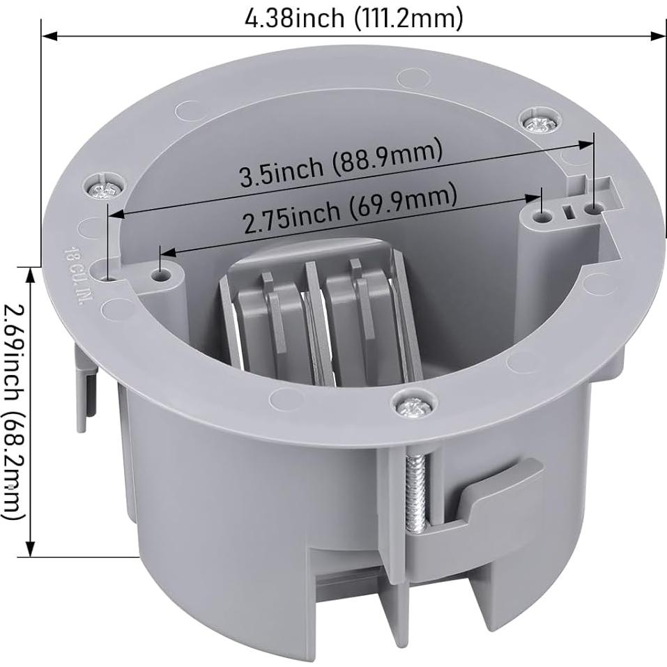 Caja de Salida Eléctrica Redonda LEONLITE 18 Pulgadas Cúbicas