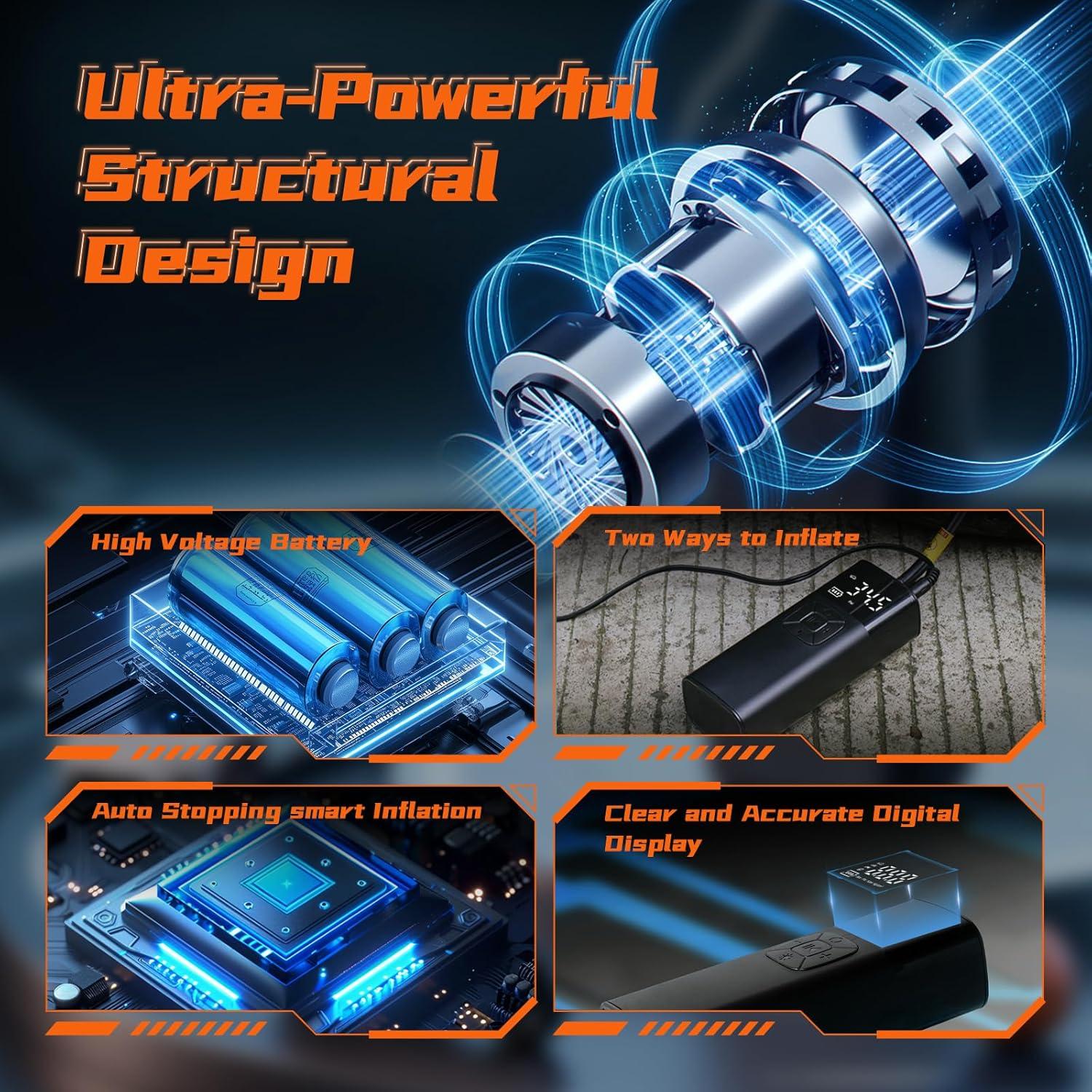 Compresor de Aire Portátil CJYGEGE 10000mAh 150PSI 12V CC