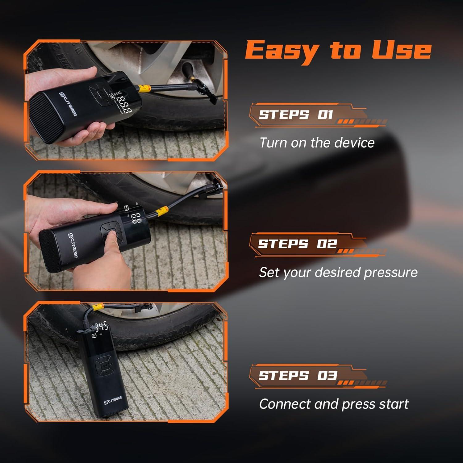 Compresor de Aire Portátil CJYGEGE 10000mAh 150PSI 12V CC