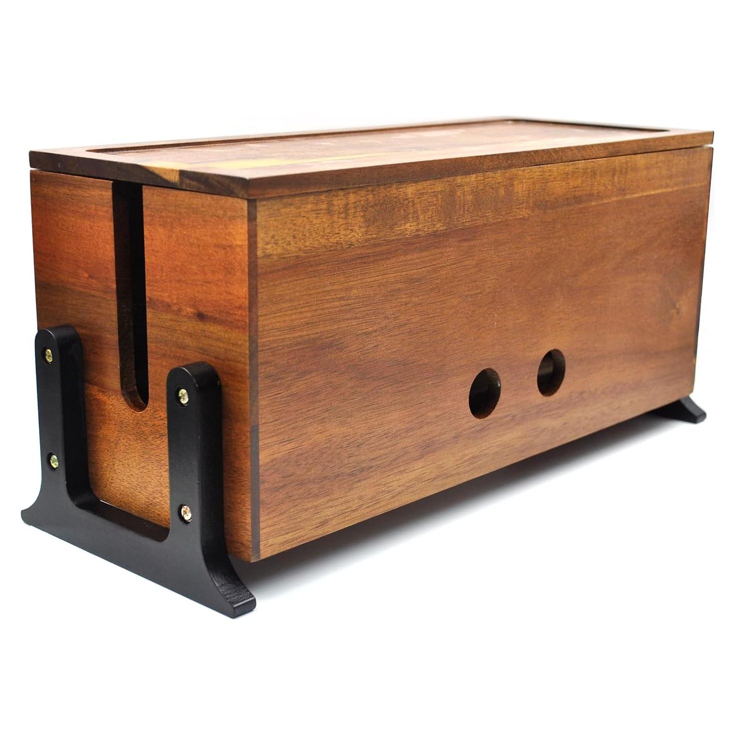 Caja organizadora de cables Itvexeme madera nogal 35,56 cm